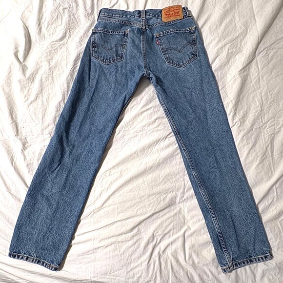 Levis 505 Mens Straight Fit Blue Denim Jeans 29 X 30 Classic Style - Picture 6 of 13